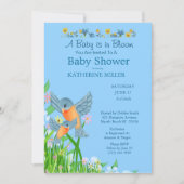 ボーイズBluebirds Wildflowers赤ちゃんシャワー 招待状 (正面)