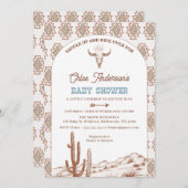ボーイズBoho Arch Rodeo Western Baby Shower 招待状 (正面/裏面)
