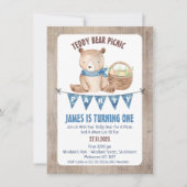 ボーイズBunting Teddy Bear Picnic 1st Birthday 招待状 (正面)