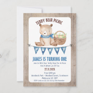 ボーイズBunting Teddy Bear Picnic 1st Birthday 招待状
