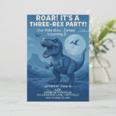 ボーイズDino-mite 3番目の誕生日 – 3レックスパーティー 招待状 (スタンド正面)