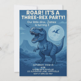 ボーイズDino-mite 3番目の誕生日 – 3レックスパーティー 招待状