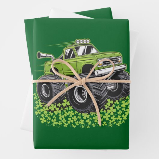 ボーイズSt patricks day幼児ラッキーモンスタートラック ラッピングペーパーシート (インサイチュ)
