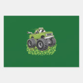 ボーイズSt patricks day幼児ラッキーモンスタートラック ラッピングペーパーシート (正面)