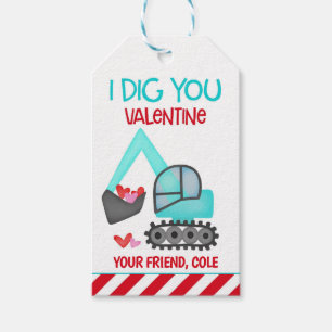 ボーイズValentine I Dig Youメッセージカード ギフトタグ