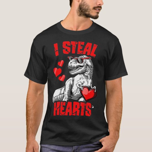 ボーイズValentinesデイキッズ恐竜Tレックス恋人I Tシャツ (正面)