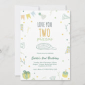 ボーイセカンドバースデーピザパーティの招待状ブルー 招待状 (正面)