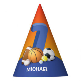 ボーイセブン誕生日スポーツボール パーティーハット