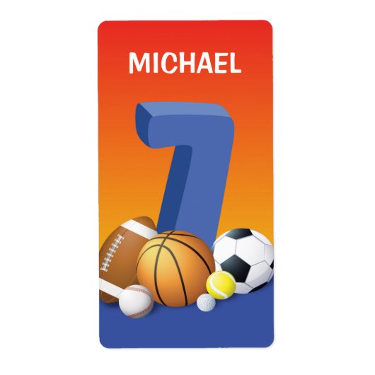 ボーイセブン誕生日スポーツボール ラベル (正面)