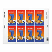 ボーイセブン誕生日スポーツボール ラベル (フルシート)