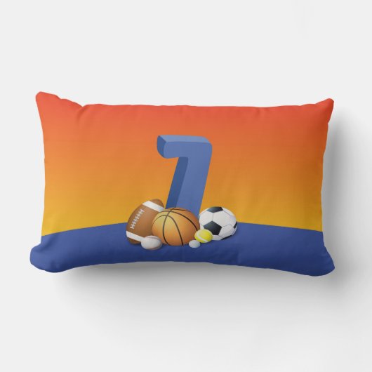 ボーイセブン誕生日スポーツボール ランバークッション (正面)