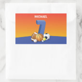 ボーイセブン誕生日スポーツボール 長方形シール (バッグ)