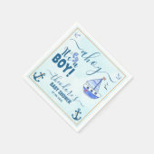 ボーイセーリングボート赤ちゃんシャワー水彩色をアホイ スタンダードカクテルナプキン (角)