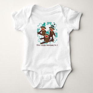 ボーイソックサル誕生日Tシャツ ベビーボディスーツ