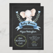 ボーイゾウの黒板の赤ちゃんシャワーの招待状 案内状 (正面/裏面)