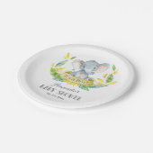 ボーイゾウ赤ちゃんシャワー黄色と灰色 ペーパープレート (アングル)