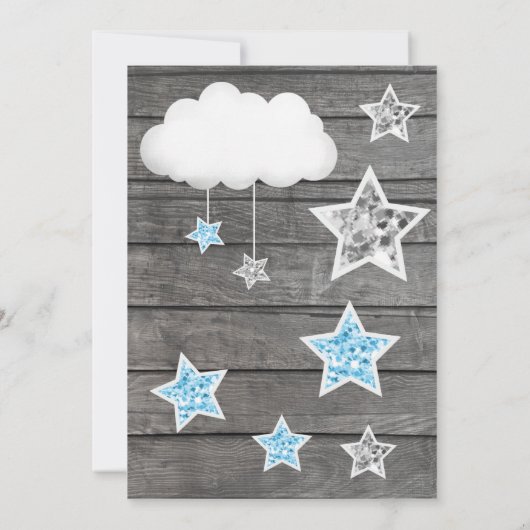 ボーイゾーンズベビーシャワー招待状素朴モー 招待状 (裏面)