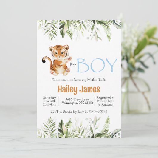 ボーイタイガーベビーシャワー招待状 招待状 (スタンド正面)