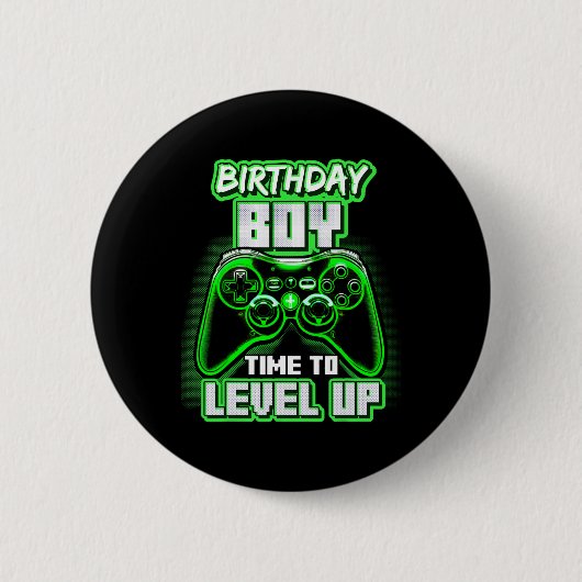 ボーイタイムレベルアップビデオゲーム誕生日ゲーマー6 缶バッジ (正面)