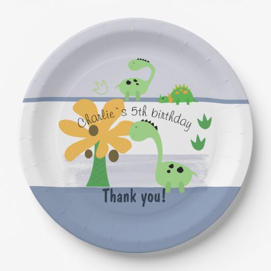 ボーイダノジュラシック誕生日パーティー ペーパープレート (正面)