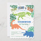 ボーイダノスパーティー,ブルー,グリーン,ダイノライト誕生日 招待状 (正面)