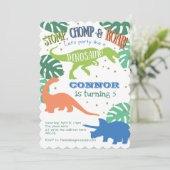 ボーイダノスパーティー,ブルー,グリーン,ダイノライト誕生日 招待状 (スタンド正面)