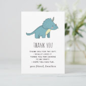 ボーイダノス誕生日 | かわいいキッズディノトリケラトプス サンキューカード (スタンド正面)