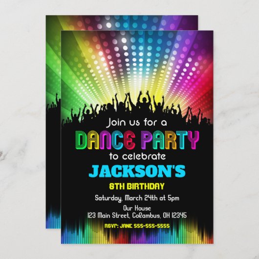 ボーイダンスパーティー誕生日招待状 招待状 (正面/裏面)