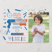 ボーイダーツガン戦争の誕生日パーティー写真 招待状 (正面/裏面)