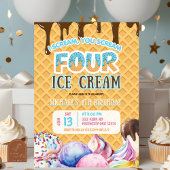 ボーイチョコレートドリップワッフルアイスクリーム4歳の誕生日 招待状