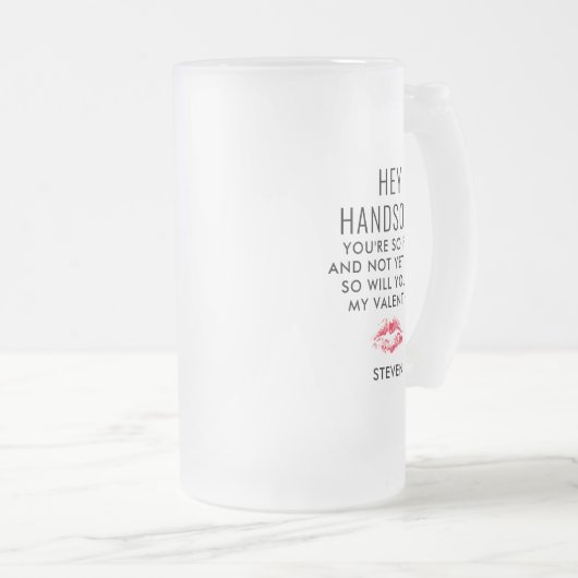 ボーイッおもしろいトバレンタインデーパーソナライズされた フロストグラスビールジョッキ (正面右)