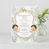 ボーイツインズバプテスマ《キリスト教》洗礼式や命名式聖餐会 招待状 (スタンド正面)