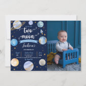ボーイツザムーン宇宙誕生日写真 招待状 (正面)