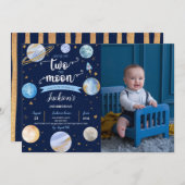 ボーイツザムーン宇宙誕生日写真 招待状 (正面/裏面)