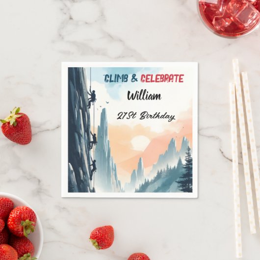 ボーイツリーおもしろいクリフロック登山21st誕生日 スタンダードカクテルナプキン (インサイチュ)