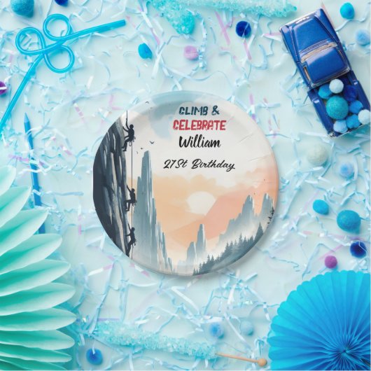 ボーイツリーおもしろいクリフロック登山21st誕生日 ペーパープレート (パーティー)