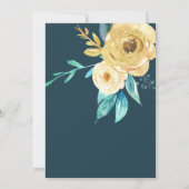 ボーイティール(緑がかった色)ブルー金ゴールドフローラベビーシャワー招待状 招待状 (裏面)