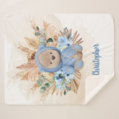 ボーイテディベアのススキ乾燥ヤシのトロピカルシ シェルパブランケット (正面(横))