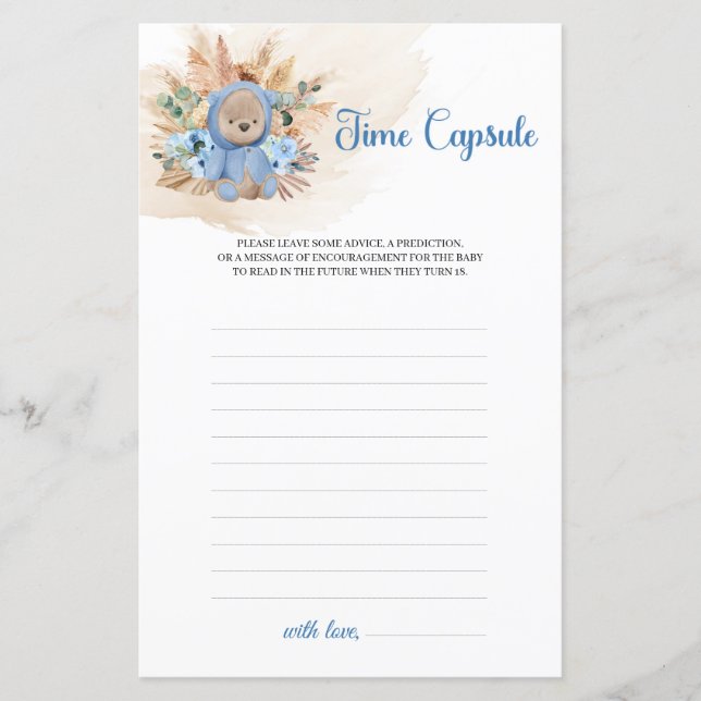 ボーイテディベアの青い花タイムカプセル (正面)