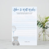 ボーイテディベアブルーグレイベビーアドバイスカード (スタンド正面)