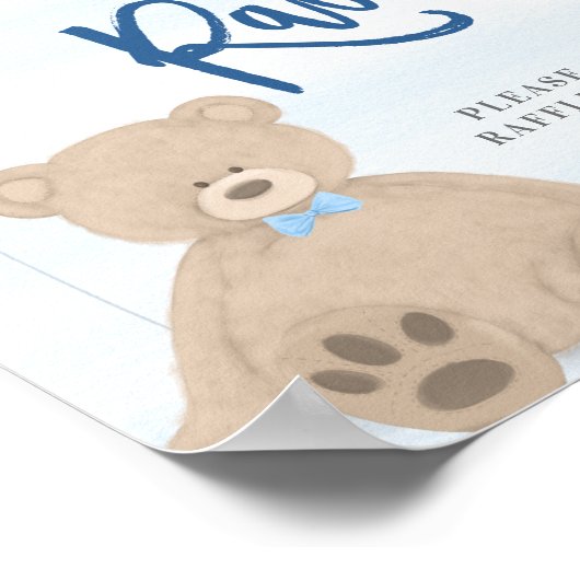 ボーイテディベアブルーバルーンおむつラッフルサイン ポスター (角)