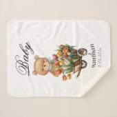 ボーイテディベアブルーベビーシャワーフローラ 素朴 シェルパブランケット (正面(横))