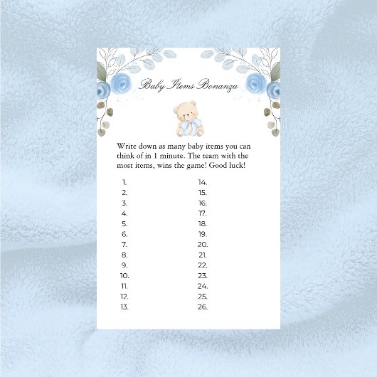 ボーイテディベアベビーアイテム赤ちゃんシャワーゲーム