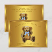 ボーイテディベアベビーシャワーサンキューカード サンキューカード (正面/裏面)