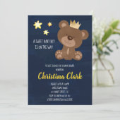 ボーイテディベアーネイビーブルーベビーシャワー 招待状 (スタンド正面)