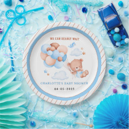 ボーイテディベア “We Can Bearly Wait” ベビーシャワー ペーパープレート
