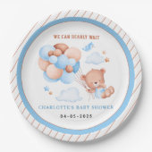 ボーイテディベア “We Can Bearly Wait” ベビーシャワー ペーパープレート (正面)
