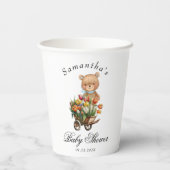 ボーイテディ素朴フローラベビーシャワー紙カップ 紙コップ (裏面)