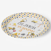 ボーイトラック建築パーティー誕生日イエローグレイ ペーパープレート (アングル)