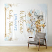 ボーイトロピカルサファリ動物ベビーシャワーへようこそ タペストリー (インサイチュ(横))